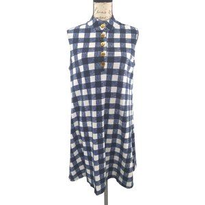 Duffield Lane Checkered cotton spandex sleeveless Large button detail dress US L